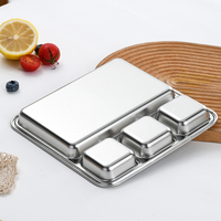 Haute qualité en acier inoxydable 304 plateau de restauration rapide assiette à couverts carrée argent or cantine service-sortie d'usine plats de noël