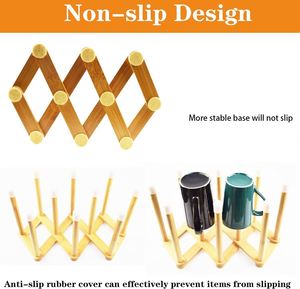 Escurridor de Bambú Retráctil Multifuncional para Cocina, Soporte para Secar Platos en la Encimera - Product Image 6