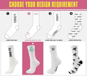 Großhandel Baumwolle bedruckte Fitness-Socken klassisch weiß schwarz schlicht sportlich Unisex Sport kundenspezifisches Logo Socken für Herren