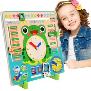 Montessori ahşap saat oyuncak çocuk zaman/tarih/hafta/ay/hava/sezon bilişsel erken eğitim saat oyuncak