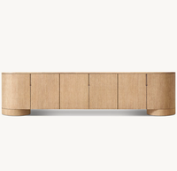 Ensemble de meubles de salon de style américain de luxe, meuble TV en bois massif de chêne, console multimédia moderne à 6 portes
