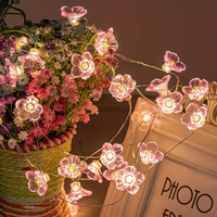 Guirlande lumineuse LED en fil de cuivre style fleur de cerisier, alimentation par piles, blanc chaud doux, pour festival, salon, décoration intérieure
