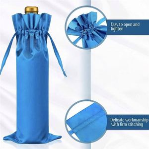 Sacs en satin personnalisés avec logo, sacs de luxe pour champagne, pochettes à cordon, sacs cadeaux pour bouteilles de bière, sacs à vin pour fête - Product Image 6