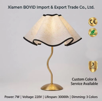 Lampe de table LED Boyid de style nordique moderne, abat-jour en tissu en forme de pétale, veilleuse à intensité variable pour hôtel, chambre à coucher, salon, chevet