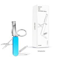 Kit de manucure pliable 5-en-1 portable pour voyage, comprenant coupe-ongles, lime à ongles, ciseaux, mini-couteau et tournevis de poche