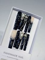 Faux ongles noirs gothiques de designer américain, haute qualité, extra longs, en gel souple, faits à la main, en acrylique, luxe, à presser, 10 pièces