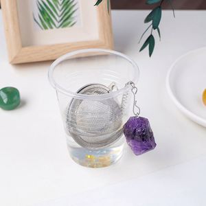 Wsy773 Infuseurs naturels en acier inoxydable 304 avec pierres de cristal (améthyste, quartz rose) pour thé et épices - Product Image 4
