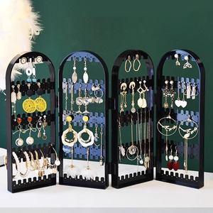 Présentoir à bijoux pliable pour boucles d'oreilles <span class=keywords><strong>collier</strong></span> 2/4 portes en plastique transparent support de bijoux organisateur de stockage de bijoux - Product Image 3