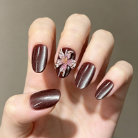 Ongles press-on de luxe faits main, incrustés de strass et de diamants, forme amande, application complète pour les fêtes et le quotidien