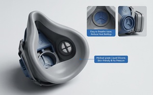 MinPar 8900 Half <b>Face</b> Gas Respirator Liquid Silicone Adjustable Nose Clip 170 L/min Fan Airflow Organic Vapor Dust Protection - Product Image 3