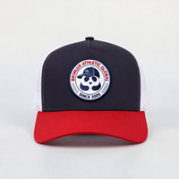 Casquettes Trucker OEM en gros personnalisées pour hommes, 5 panneaux, en sergé de coton de haute qualité, bicolores, avec logo tissé et fermeture snapback