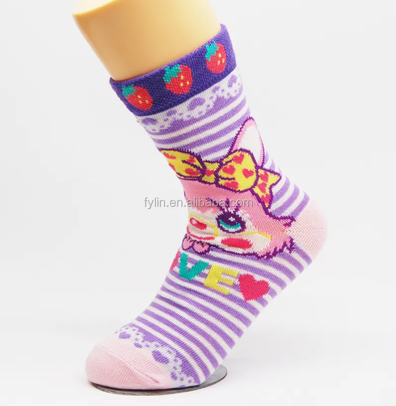 New cute pattern good quality soft cotton child teen tube socks little girl stockings