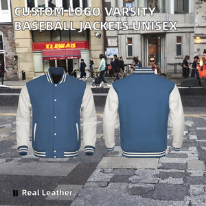 Chaquetas de Cuero Vacuno con Cremallera de Otoño, Diseño Personalizado con Logotipo, Chaqueta Universitaria Informal de Algodón y Poliéster Unisex - Product Image 2