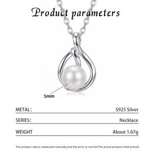 Elegante Collar con Colgante de Perla de Agua Dulce en Plata de Ley S925 con Diseño Curvo y Elegante, Delicado Regalo de Joyería con Perla para Mujer - Product Image 6