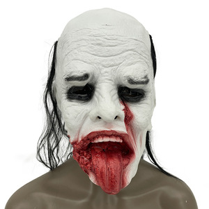 Máscara de Látex de Halloween, Diseño de Terror, Blanco y Negro, Impermanencia, Accesorio de Disfraz para Festival de Fantasmas - Product Image 5
