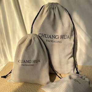 QMS Custom Logo Printed Gift Canvas Cotton Muslin Double <b>String</b> Handbag Shoe Dust Drawstring <b>Bag</b> - Product Image 4