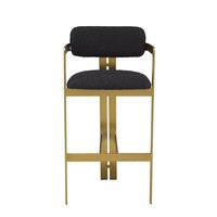 Tabouret de bar commercial de luxe léger de style nordique avec structure métallique, assise rembourrée, dossier, accoudoirs circulaires, design haut dossier, moderne