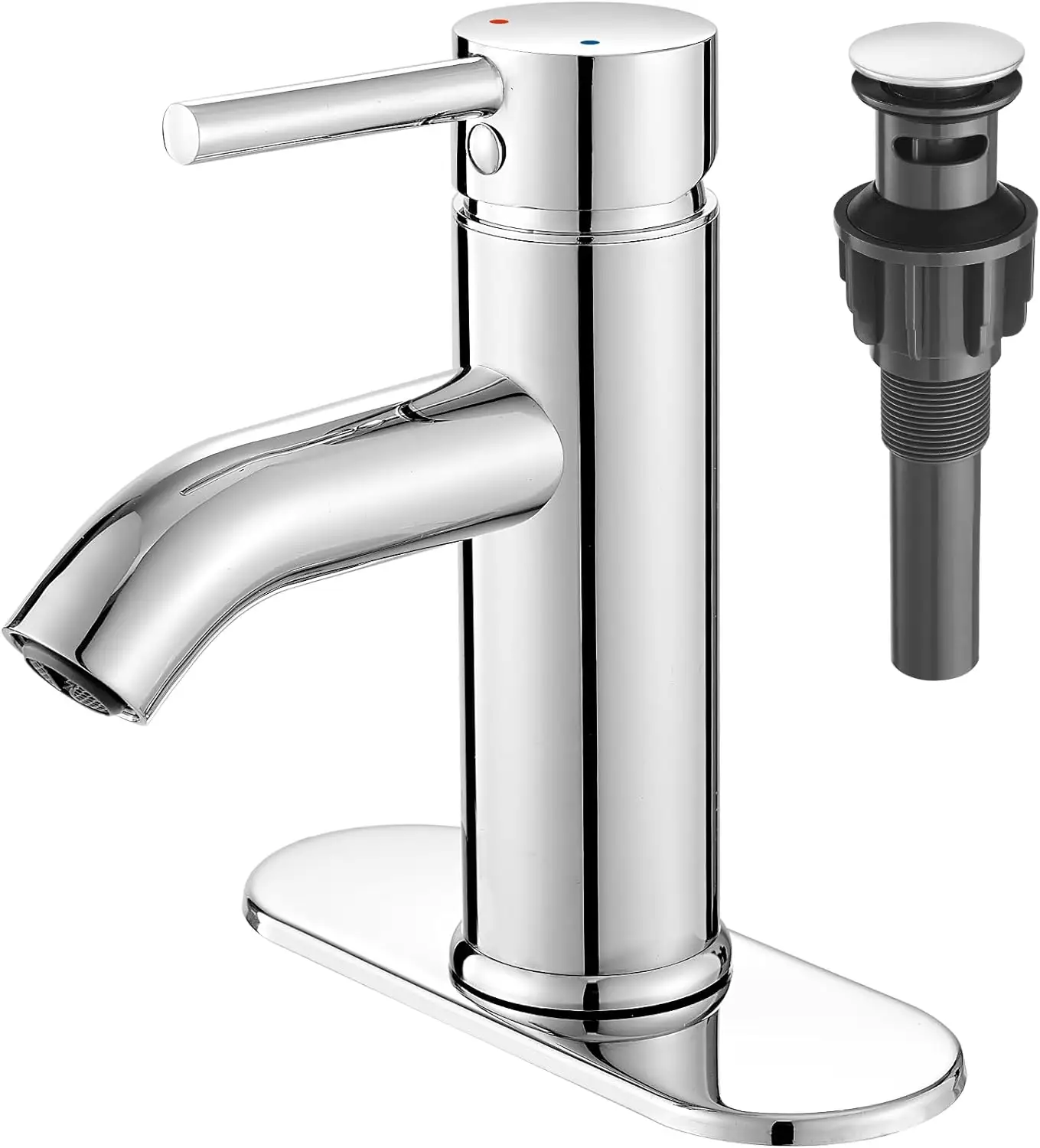Single Handle Bathroom Faucet with Pop-up Drain, 1 or 3 Hole, Chrome Finish hole modern bathroom water basin faucet