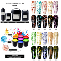 HS Nails Gel Supplier 1Kg Soak off UV Gel Super Shine Foil Flake Glitter Top Coat 10 Couleurs Vernis à Ongles Vente en Gros en Vrac