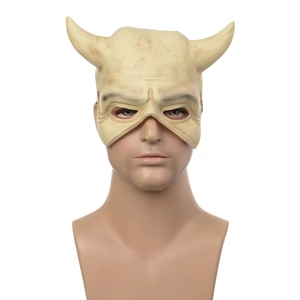 Masque en latex demi-visage pour cosplay, inspiré du <span class=keywords><strong>film</strong></span> d'<span class=keywords><strong>horreur</strong></span> <span class=keywords><strong>Thriller</strong></span> The Black Phone, avec cornes - Product Image 1