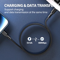 Câble de charge rapide Type-C vers Type-C en nylon tressé de 4 pieds, 6A, personnalisé OEM en gros, conducteur en cuivre pur pour ordinateur et écouteurs