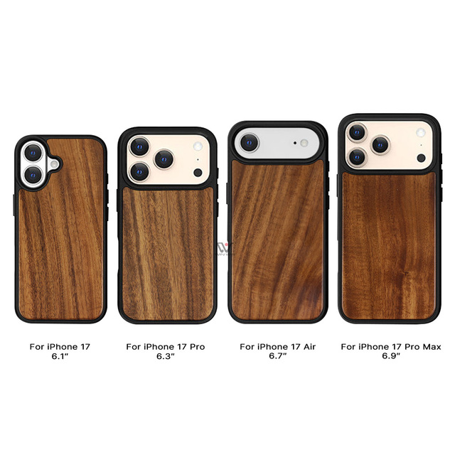 New Model Case for iPhone 17 Air Shockproof Natural Wood Mobile Phone Accessories Round TPU Case