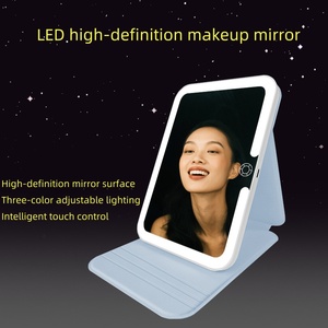 Custom <strong>Rectangular</strong> PU Leather 3-Color Dimmable LED Lighting &amp; Touch Control Vanity <strong>Mirror</strong> - Product Image 3
