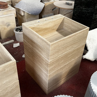 Vasque autoportante carrée en marbre pour salle de bain, design élégant, vente en gros