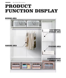 <span class=keywords><strong>Armadio</strong></span> in Acciaio Stampato con 3 <span class=keywords><strong>Ante</strong></span> Scorrevoli, Armadietto Antiumidità per Camera da Letto - Product Image 3