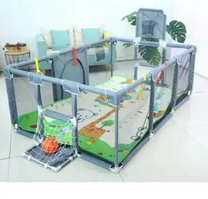 230cm Grande Ventilado Pano Baby Soccer Goals Hoop Atividade Playground Ball Pit Segurança Cerca Crianças Dobrável Playpen