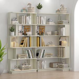Corner Bookshelf Set Of 2 <b>White</b> Oak Color 90 Cm And 80 Cm Extendable Free Combination <b>Display</b> Shelf - Product Image 1