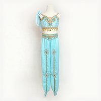 Costume professionnel La Bayadère bleu clair, tenue de scène de ballet Princesse Jasmine, ensemble pantalon 2 pièces à sequins et perles