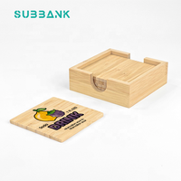 Ensemble de 5 sous-verres en bambou vierges pour sublimation, sous-verres en bois pour tasses à thé, sous-verres en bambou avec support