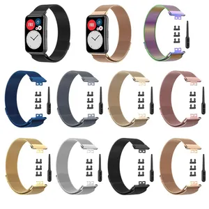 <span class=keywords><strong>Bracelet</strong></span> milanais pour <span class=keywords><strong>Huawei</strong></span> Watch FIT, boucle magnétique intelligente, en acier inoxydable, accessoires pour <span class=keywords><strong>Huawei</strong></span> Watch Fit 2 - Product Image 1