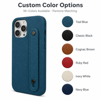 Étui de téléphone en cuir véritable avec dragonne, double rivet métallique, sangle sécurisée, texture grainée, antichoc, fin, fabrication OEM