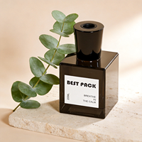 Bouteille en verre carrée de 200 ml pour aromathérapie, vide avec couvercle, décoration d'intérieur et emballage pour diffuseur à bâtonnets