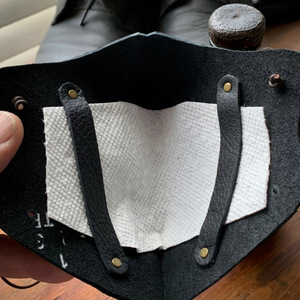 Leather dust mask/face shield, punk cycling breathable face shield, DIY customizable with filter <b>clips</b>. - Product Image 4