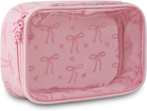 Basso MOQ carino <span class=keywords><strong>per</strong></span> il fiocco rosa trasparente <span class=keywords><strong>per</strong></span> il trucco borsa piccola da viaggio borsa cosmetica <span class=keywords><strong>per</strong></span> le donne ragazze regali di compleanno <span class=keywords><strong>per</strong></span> la fidanzata mamma - Product Image 5