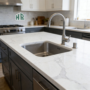 Piano <span class=keywords><strong>Cucina</strong></span> in Quarzo Cinese HD Stone, Produttore <span class=keywords><strong>di</strong></span> Lastre in Quarzo Bianco Venus Calacatta - Product Image 6