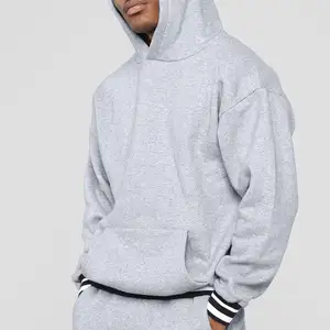 Sweat à capuche avec poche kangourou rayé imprimé personnalisé pour homme, nouvelle collection automne, avec épaules tombantes, pulls décontractés à manches longues, sweat-shirt