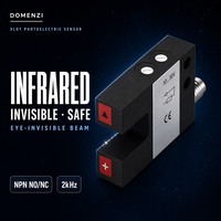 Capteur infrarouge DOMENZI GL10-N-V3 à faisceau invisible, largeur de fente 10 mm, NPN, pour la détection dans les environnements poussiéreux et pollués