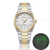 Jam Tangan Wanita Curren 8439 Merk Ternama Mewah Asli Tahan Air untuk Wanita/Gadis Warna Emas Bahan Stainless Steel Quartz