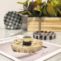 Table basse carrée moderne en marbre, plateau multifonctionnel fait main, motif horizontal, organisateur de bijoux, montres et clés pour mariage et Ramadan