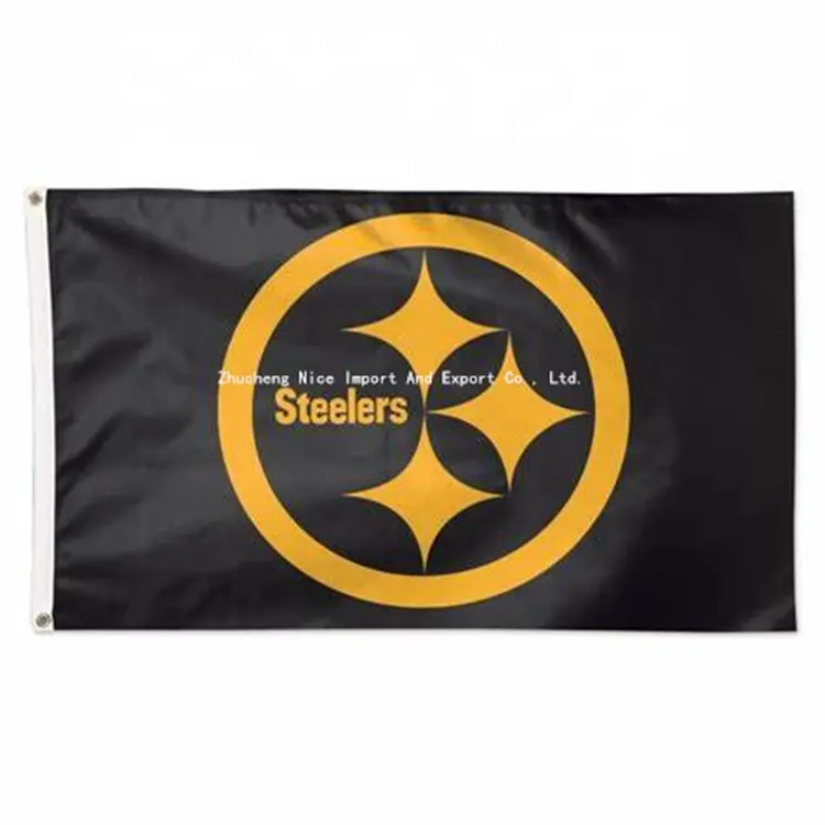 승진 3x5 Ft 100% 폴리 에스터 피츠버그 Steelers 장식 플래그 축구 팀 배너 그로멧