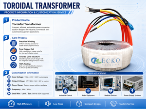 Transformador de Potencia Toroidal de 55-0-55v 68-0-68v con Centro Abierto, Blindaje Magnético, 1000va 1200va 1400va, CE para <span class=keywords><strong>ECKO</strong></span> - Product Image 3