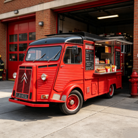 Camión de Comida Móvil Eléctrico Retro Directo de Fábrica con Parrilla Ahumadora Eléctrica Comercial para Estación de Bomberos