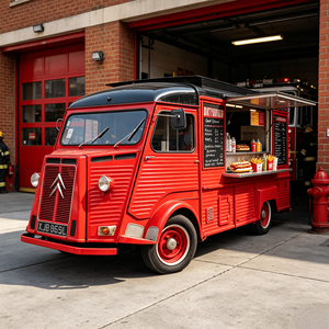 Furgone Elettrico Retrò per Street Food con Griglia BBQ Elettrica Commerciale e Bancone, Direttamente dalla Fabbrica, Ideale per Stazioni dei Pompieri - Product Image 1