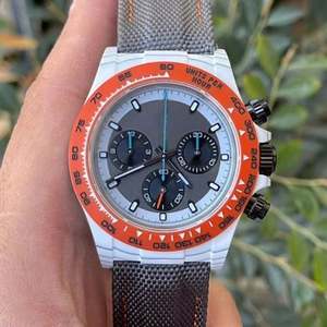 Reloj Deportivo Cronógrafo Mecánico para Hombre de la Mejor Calidad OEM, Caja de Fibra de Carbono, Correa de Tela, Resistente al Agua, Movimiento 4130 - Product Image 4