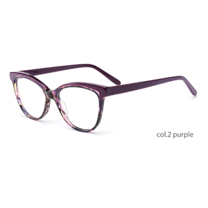 OBM แว่นตาอะซิเตทสีม่วงออมเบรแบบย้อนยุคตัวหนาด้านหน้าและแขนบางกรอบของดีไซเนอร์ตาแมวกรอบคุณภาพสูงสีน้ำตาลสุดหรู - Product Image 1