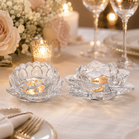 Porte-bougie en verre Fleur de Lotus de Luxe - Décoration Zen Élégante pour la Maison et Centre de Table de Mariage